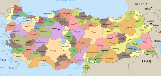 The map of Turkey